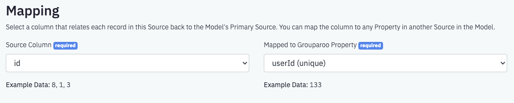BigQuery Import Table Mapping