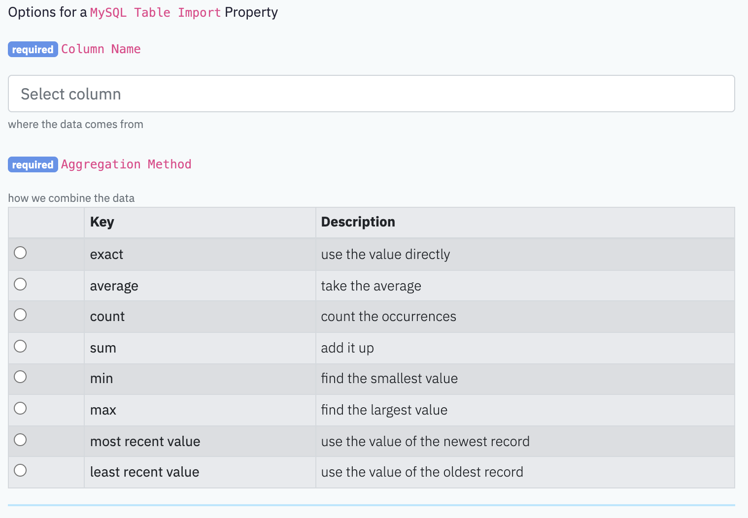 MySQL Import Table Properties