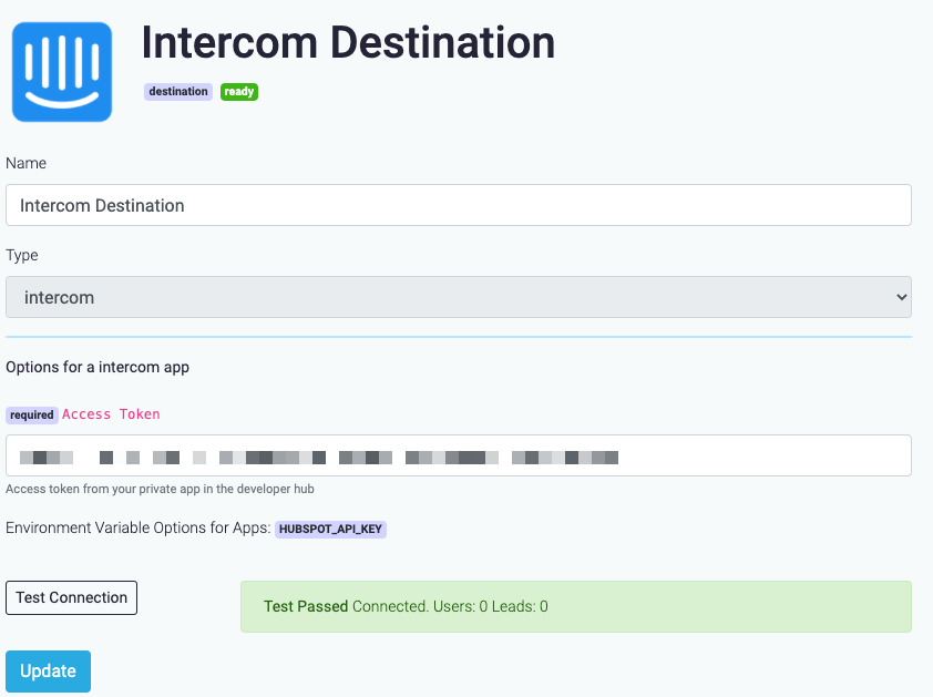 With Disconnect turned off, Grouparoo could now connect to Intercom