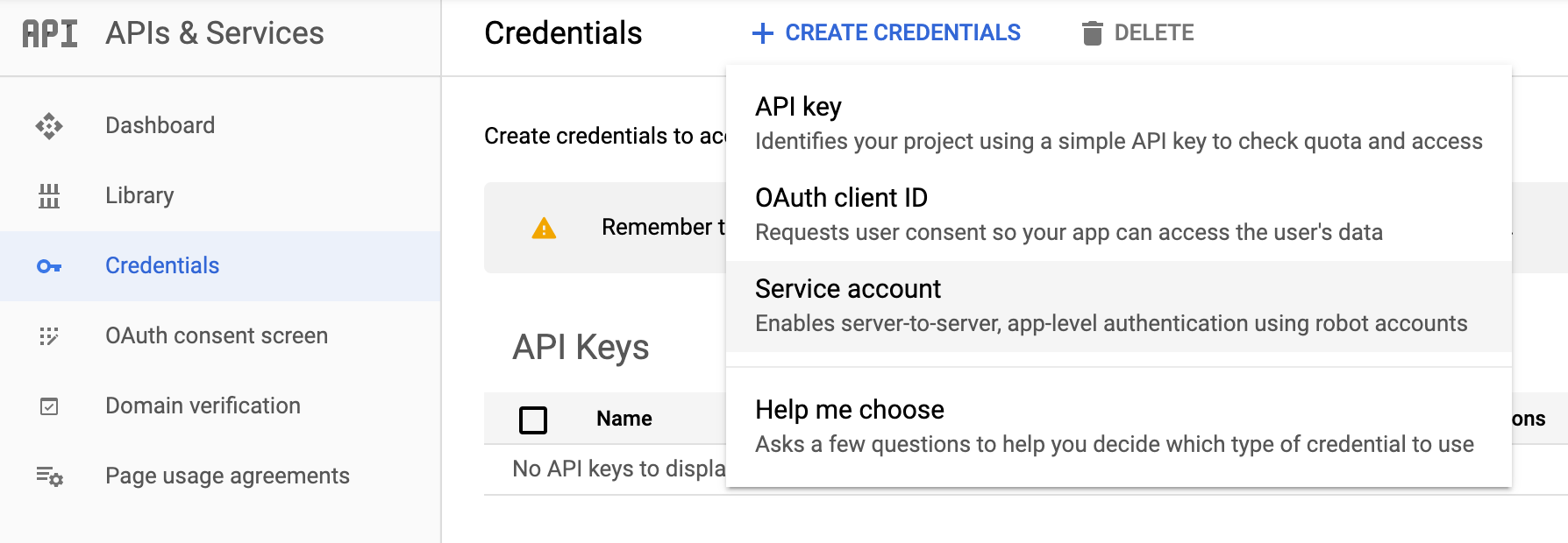 Creating a Google Service Account