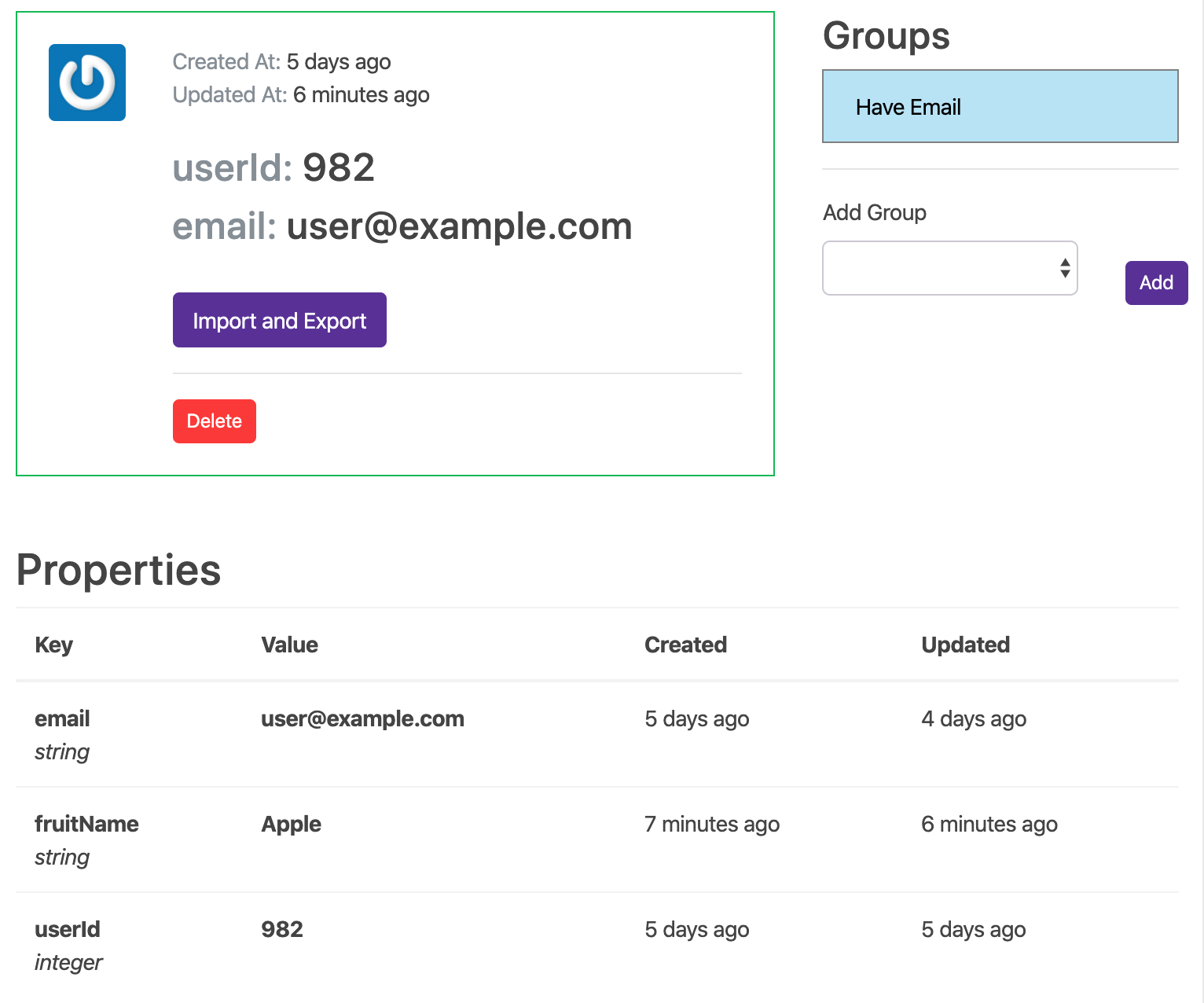 Profile has the data from the Google sheet