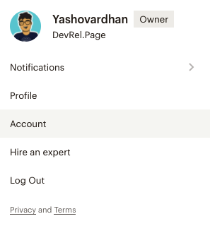 Mailchimp Account Menu