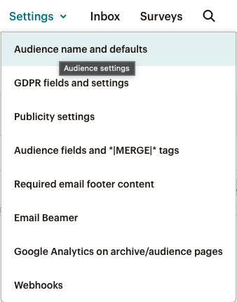 Mailchimp Audience Settings