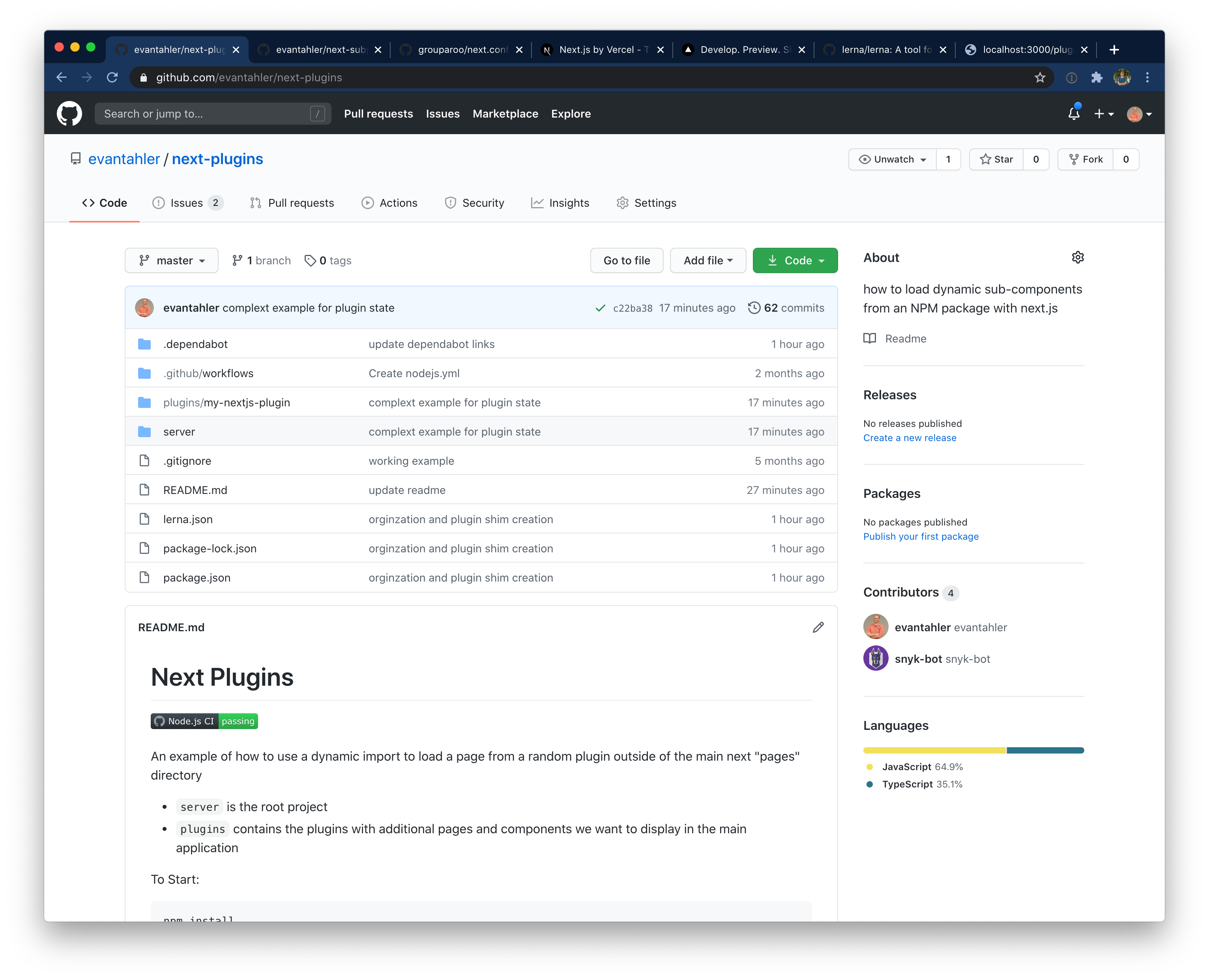 A screenshot of the Github Repo