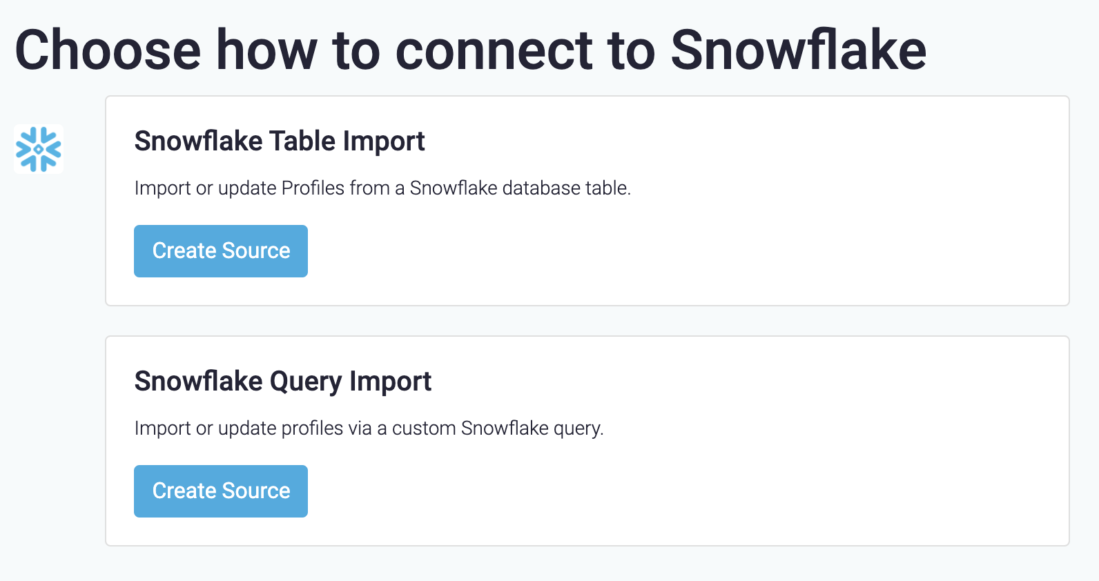 Types of Snowflake sources