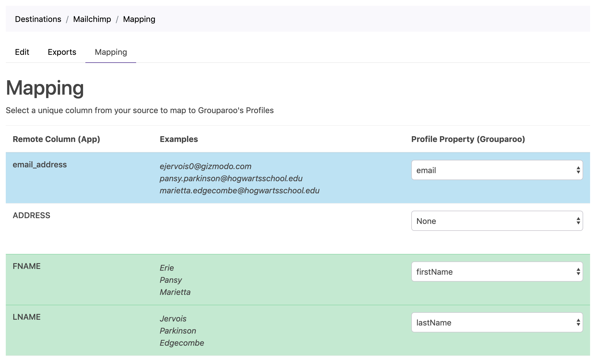 Grouparoo lets you choose what properties to sync to your destination.