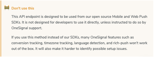 OneSignal add devices warning