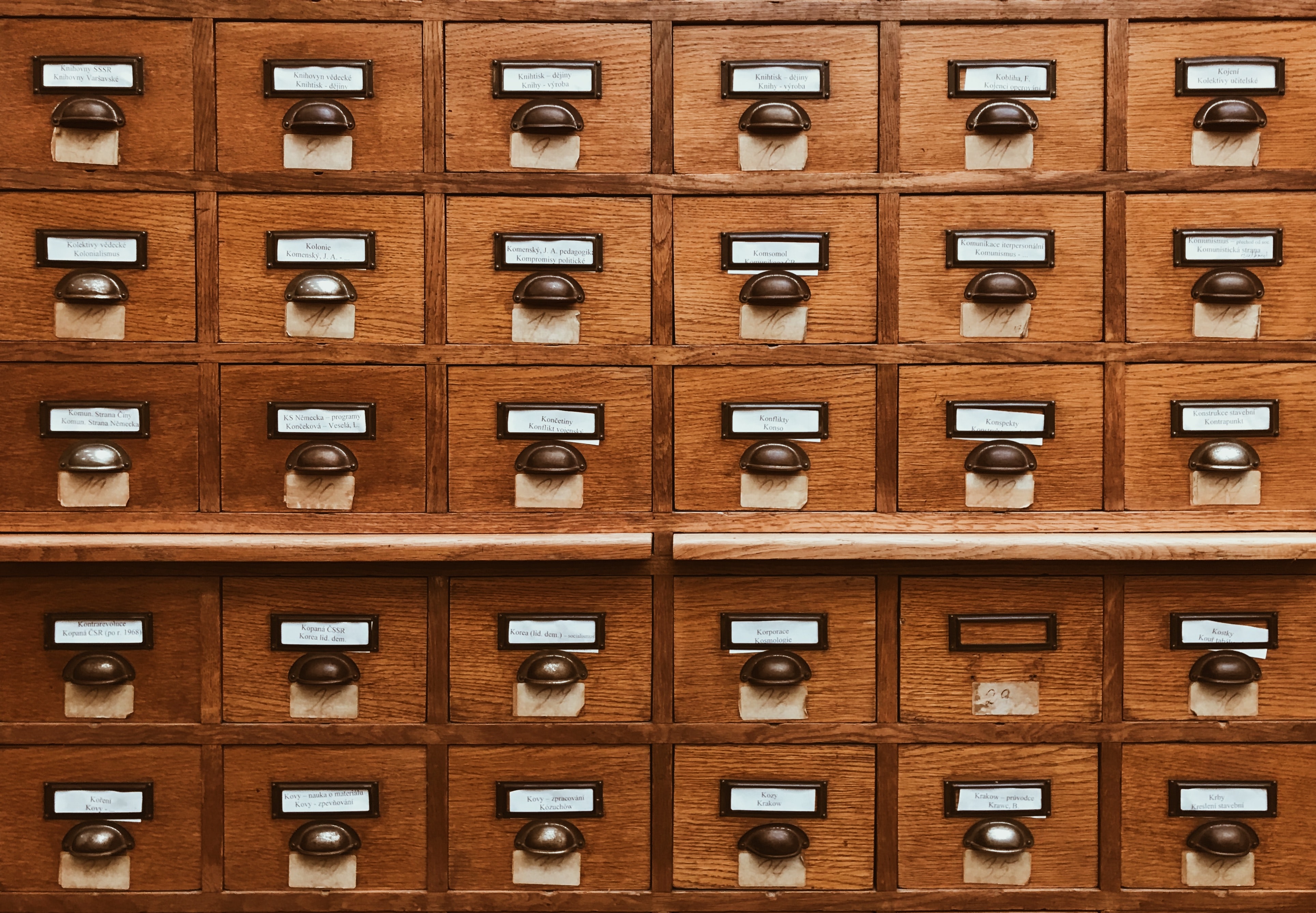 card catalogue drawers